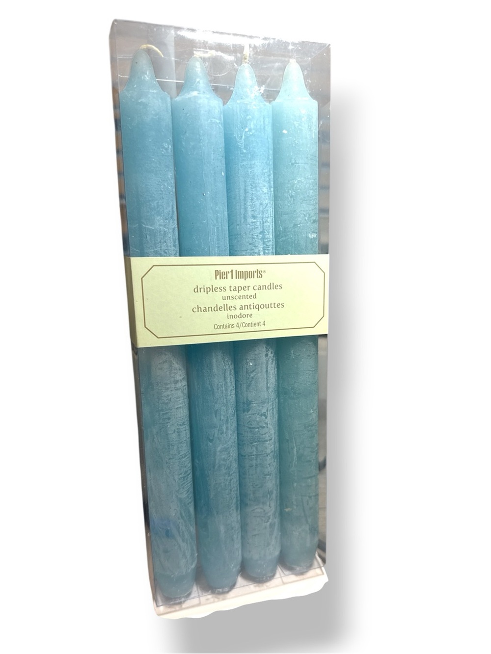 Pier 1 Imports Blue Dripless Unscented Taper Candles 4 Pack